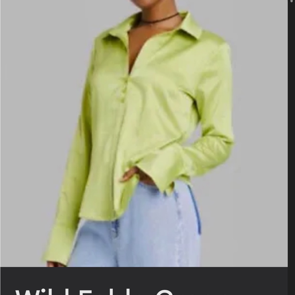 Women's Lime Green Button-Up Shirt